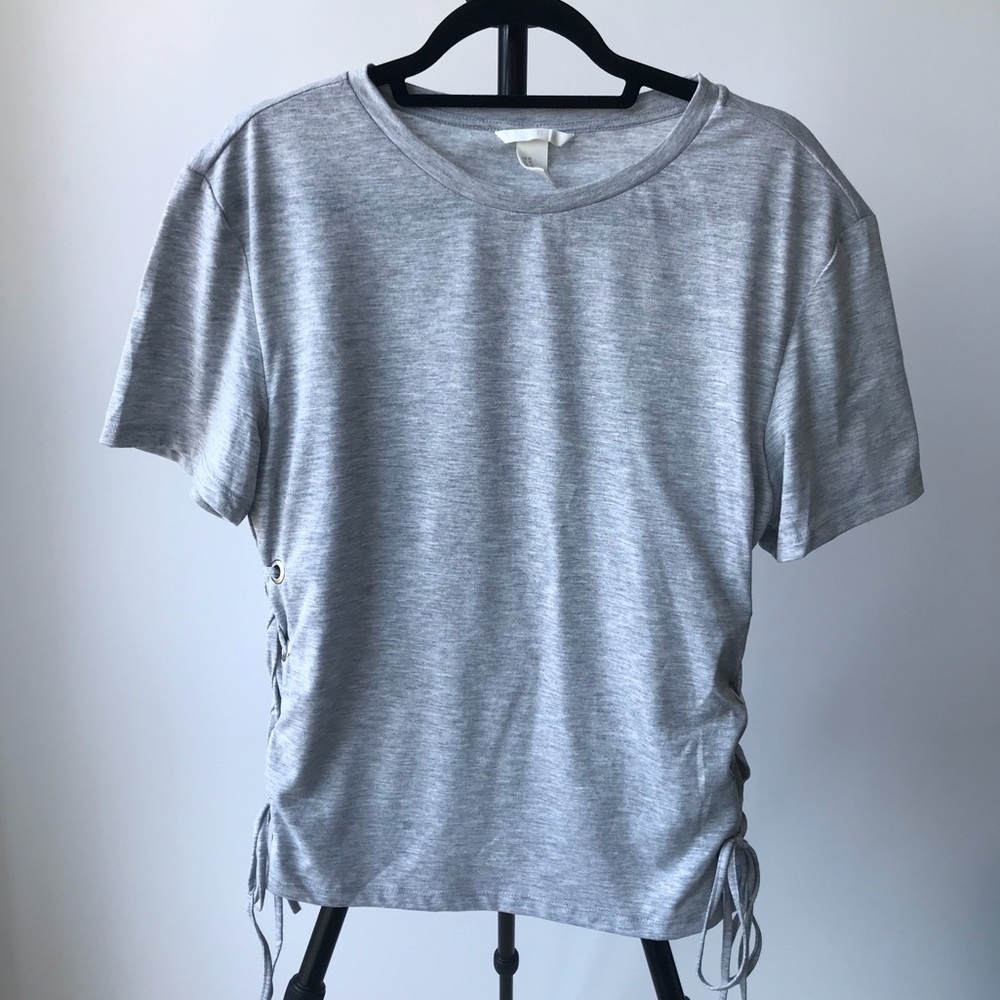 H&M Grey Top with Side Tie Detail size Medium